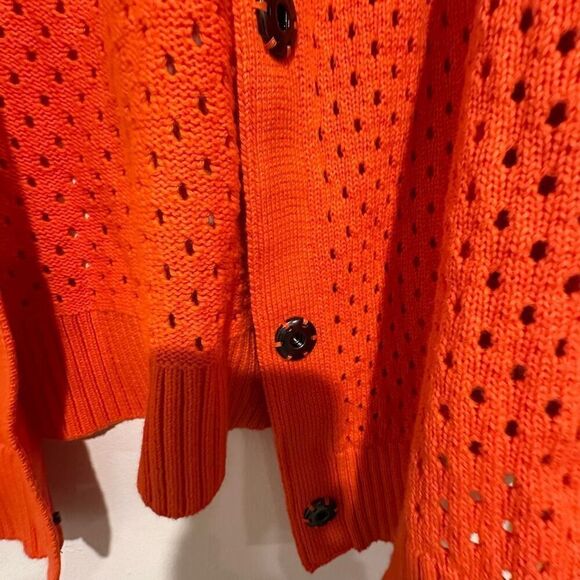 Talbots Petite Coolmaxa Snap Button Open Knit Orange Cardigan Size 3xL petite - Picture 3 of 6